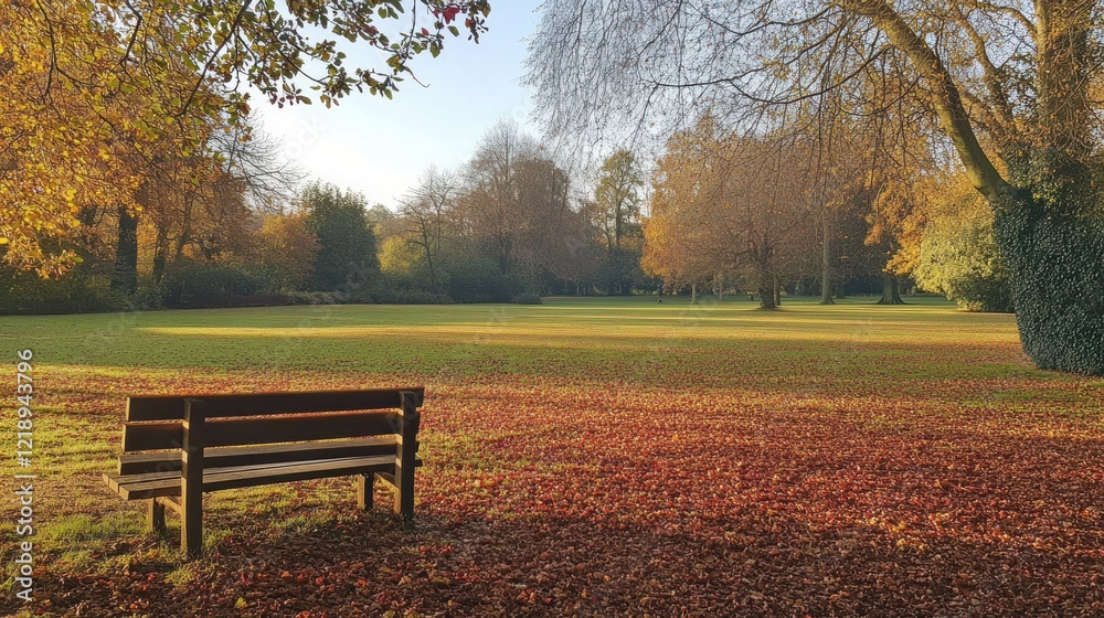 Autumnal Serenity: A park bench bathed in the warm glow of an autumn afternoon, surrounded by the vibrant colors of fall foliage. Autumnal Serenity: A park bench bathed in the warm glow of an autumn afternoon, surrounded by the vibrant colors of fall foliage.