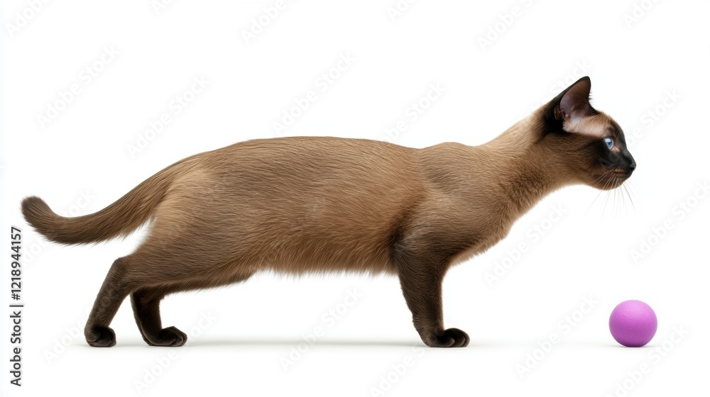 Curious Siamese Cat and Purple Easter Egg Curious Siamese Cat and Purple Easter Egg