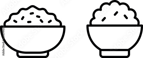 Bowl of Rice Vector Icon Set - Simple and Nourishing Food Graphics