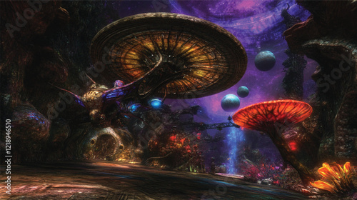 Fantasy Forest with Glowing Mushrooms – Enchanted Fairytale Landscape