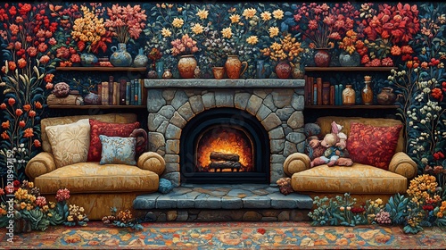 Wallpaper Mural A cozy and colorful tapestry style art piece for an old home Torontodigital.ca