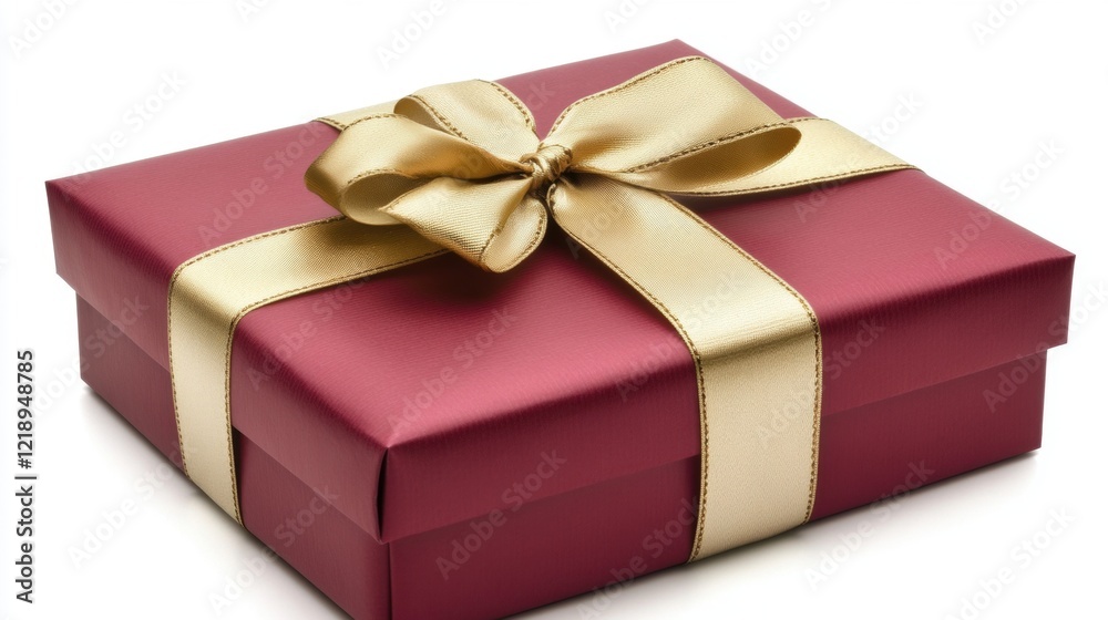 Fototapeta premium Red Gift Box with Gold Ribbon