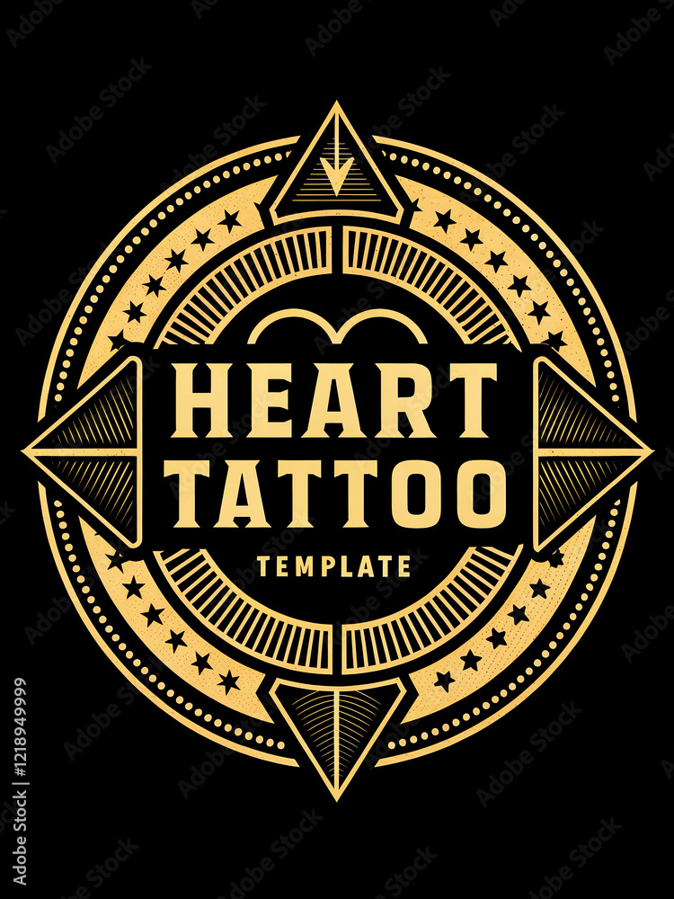 Obraz premium A beautifully crafted Vintage Heart Tattoo Template Design perfect for your creative projects