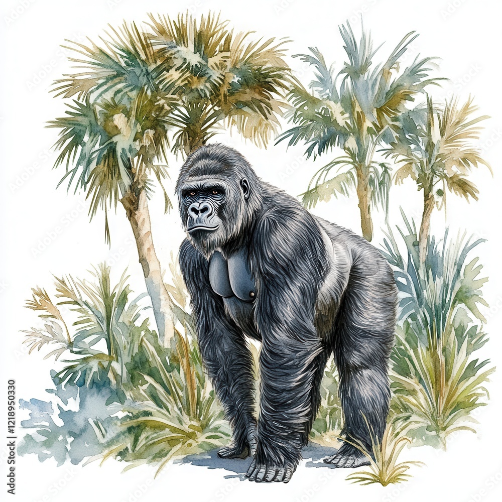 Obraz premium Majestic Gorilla In Lush Tropical Paradise