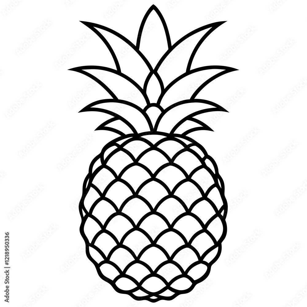 Obraz premium Modern Pineapple Line Art Illustration