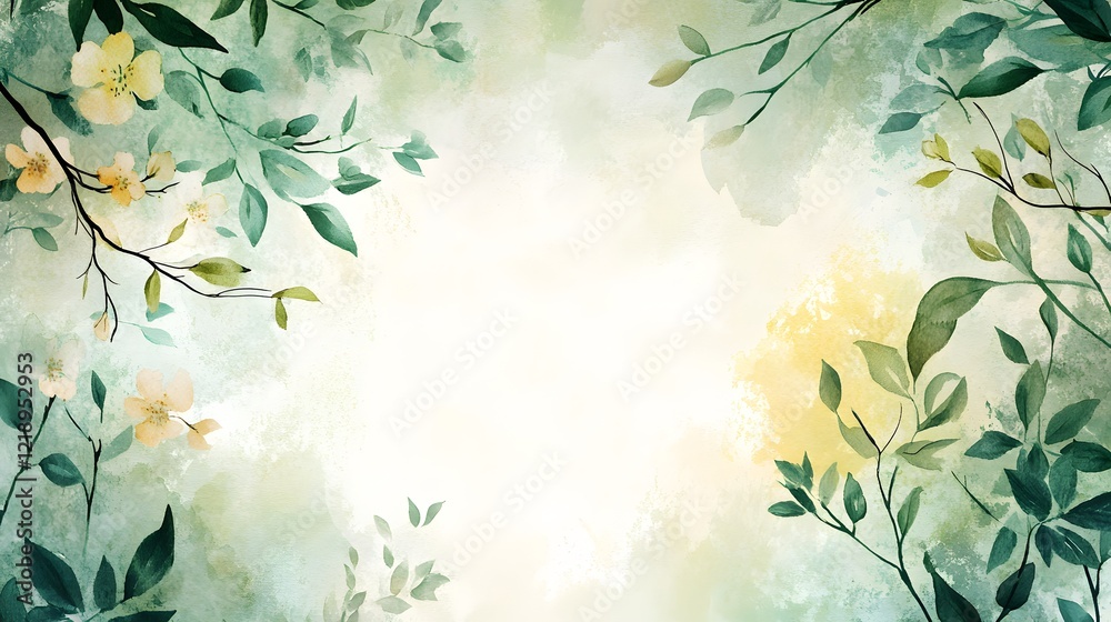 Elegant Floral Background with Soft Green and Yellow Tones Elegant Floral Background with Soft Green and Yellow Tones