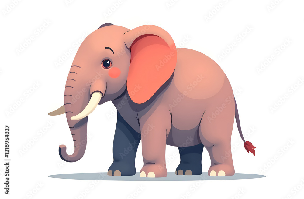 Fototapeta premium Cartoon painted elephant on a white background