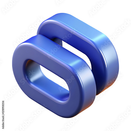 Abstract 3D Render of Interlocking Blue Ovals Shape Design Element