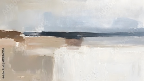 Abstract Seascape Painting Neutral Tones Coastal Art