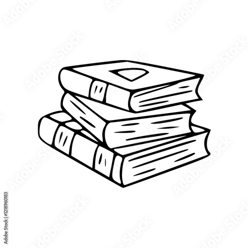 a line art drawing of a stack of books illustration