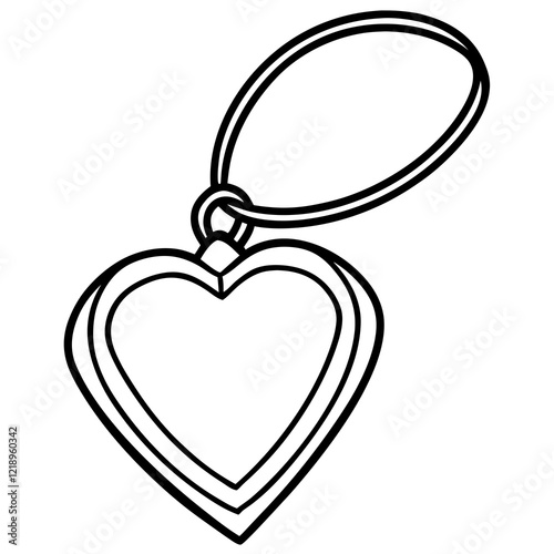 Beautiful Heart-Shaped Pendant Vector Outline