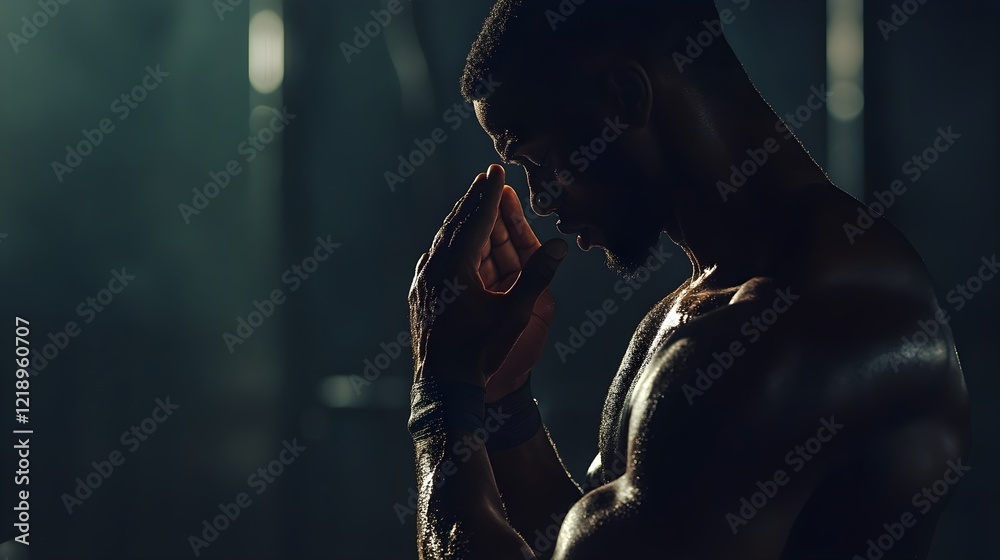 focused athlete meditating before workout focused athlete meditating before workout