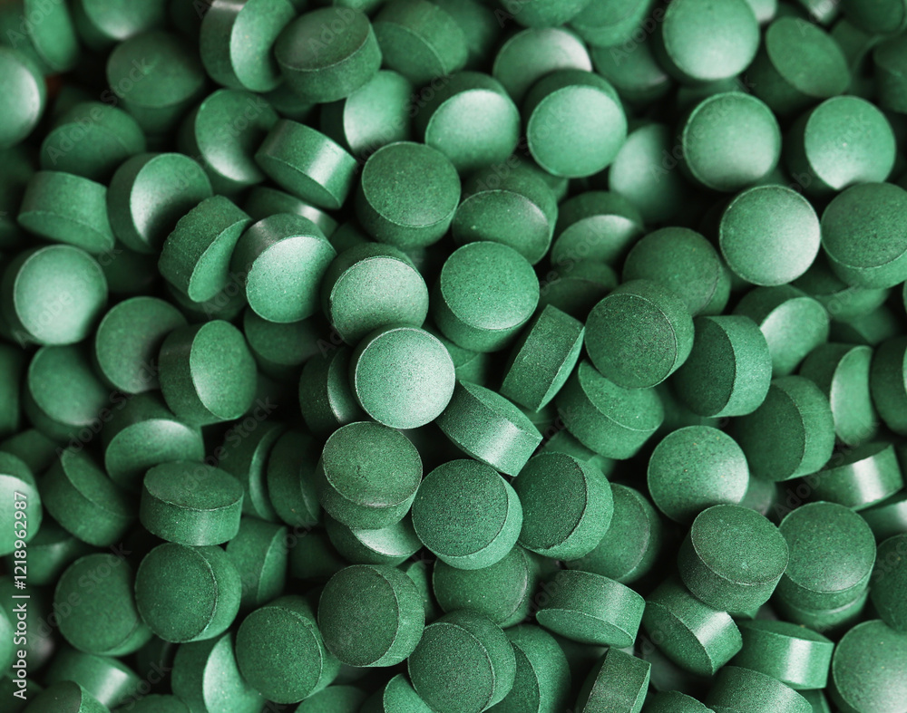 A spirulina tablets background texture