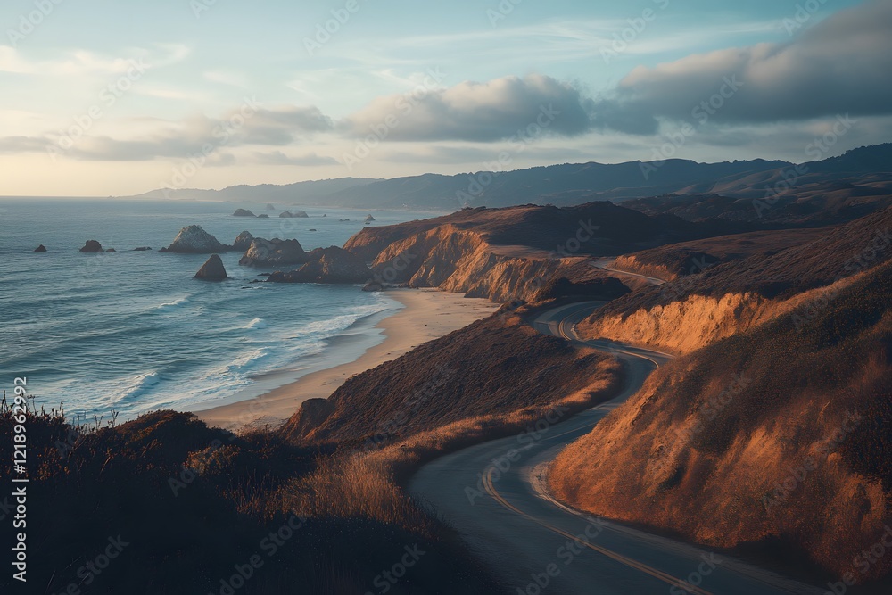 Fototapeta premium sunset over the sea, Generative AI