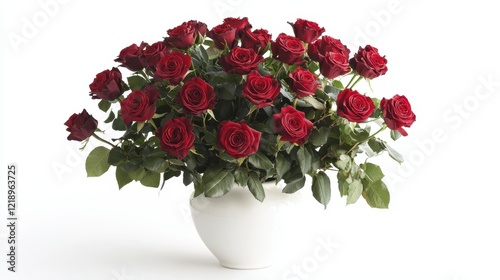 Wallpaper Mural A beautiful bouquet of roses placed in a white vase on a white isolated background Torontodigital.ca