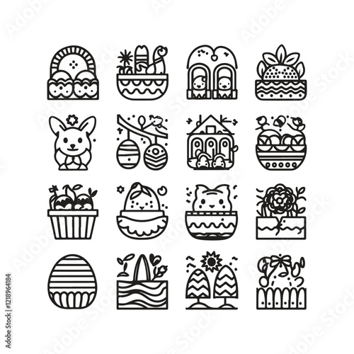 bundle of easter line icon