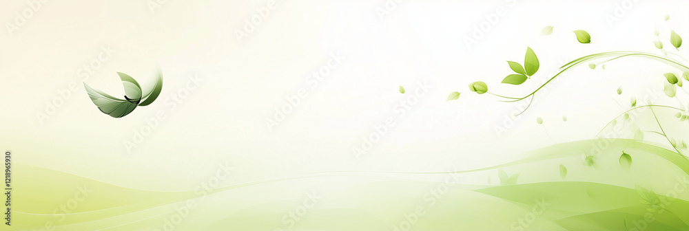 Elegant Green Abstract with Leaf Motif Elegant Green Abstract with Leaf Motif