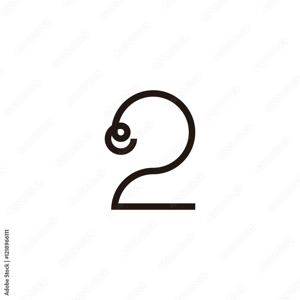 Letter e number 2 geometric symbol simple logo vector