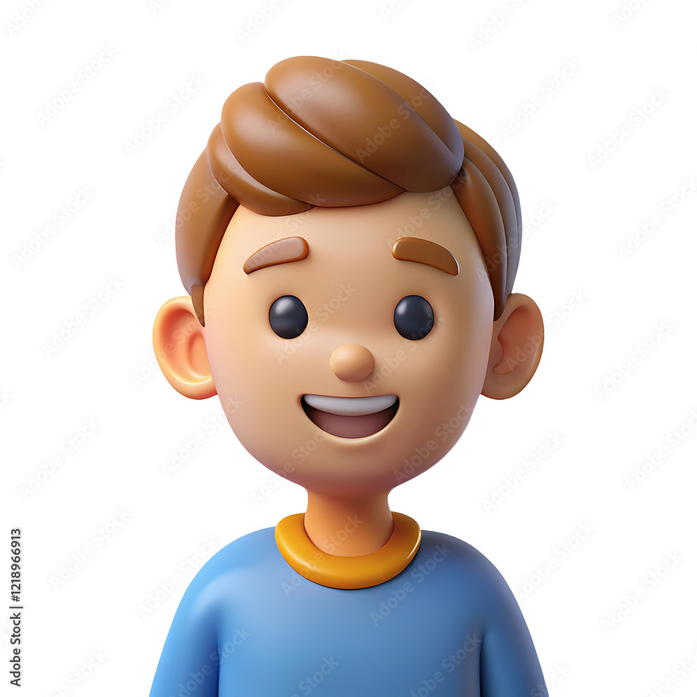 Smiling Cartoon Boy 3D Render Happy Child Avatar Digital Art Illustration Smiling Cartoon Boy 3D Render Happy Child Avatar Digital Art Illustration