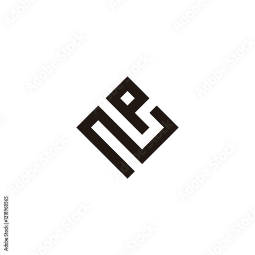 Letter NP square, elegant geometric symbol  simple logo vector