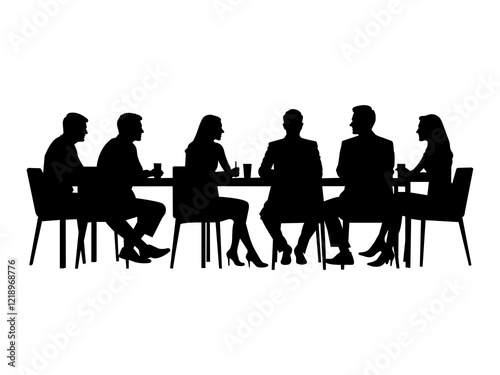 Business people in meeting silhouette. Business team meeting and discussing. Business team meeting silhouette on a white background.