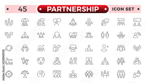 Partnership outline icon set. Headhunting line icon set. Recruitment icon. set Included the icons as Job Interview, Career Path, Resume, Job hiring, Candidate and Human resource icons.