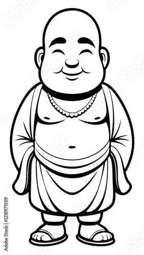 buddha isolated black outline vector illustration, transparent background