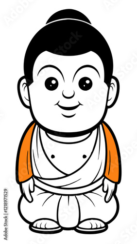 buddha isolated black outline vector illustration, transparent background