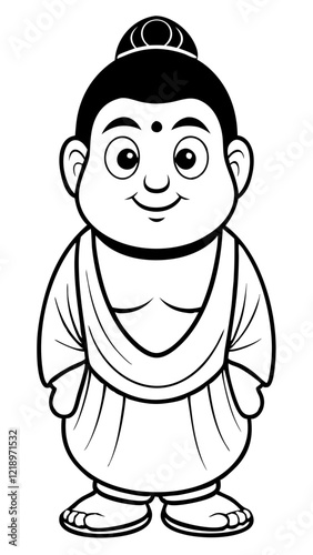 buddha isolated black outline vector illustration, transparent background