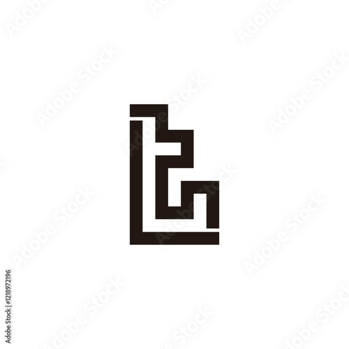 Letter t square, outline geometric symbol simple logo vector
