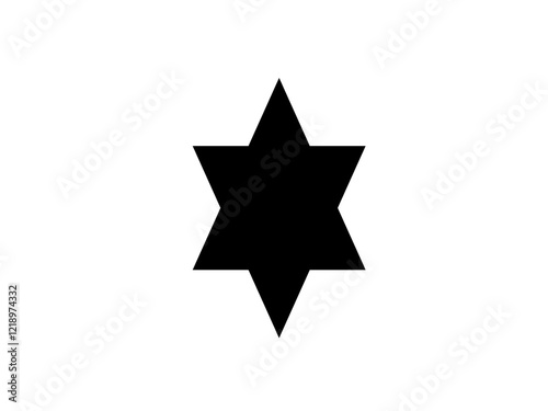 A black star with a white background