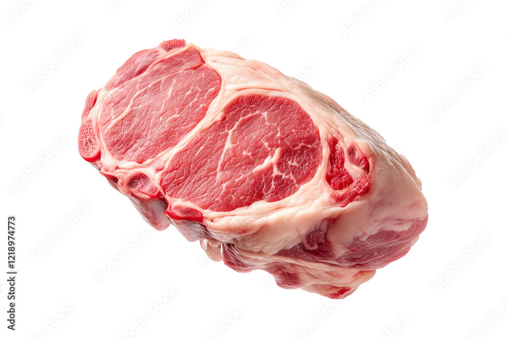 A pieces of fresh Lamb chop cut, isolated on white background, showcasing culinary concept. A pieces of fresh Lamb chop cut, isolated on white background, showcasing culinary concept.