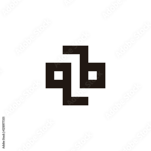 Letter qb plus, square, health geometric symbol simple logo vector