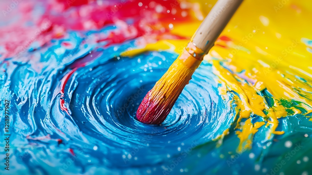A vibrant swirl of paint with a brush creating colorful patterns, showcasing the beauty of artistic expression and creativity. A vibrant swirl of paint with a brush creating colorful patterns, showcasing the beauty of artistic expression and creativity.