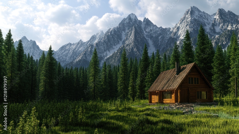 Secluded Cabin in Majestic Mountain Scenery Secluded Cabin in Majestic Mountain Scenery