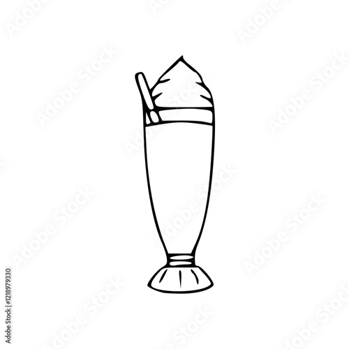 milkshake with ice cream and straw icon illustration