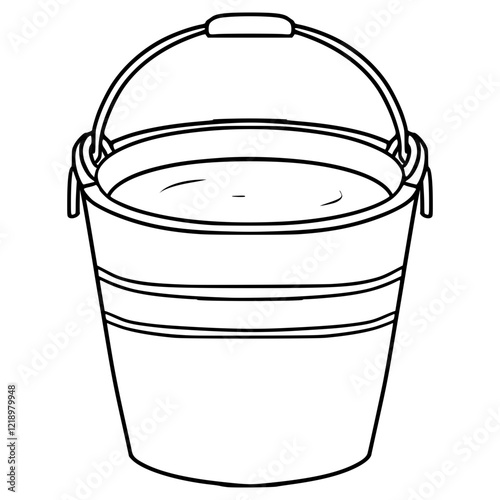 metal bucket illustration hand drawn outline vector
