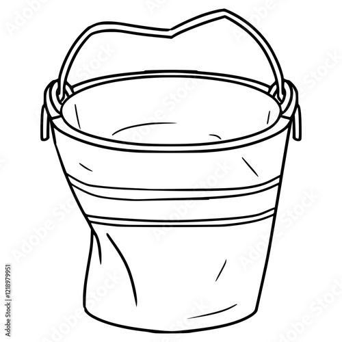 dented bucket illustration hand drawn outline vector