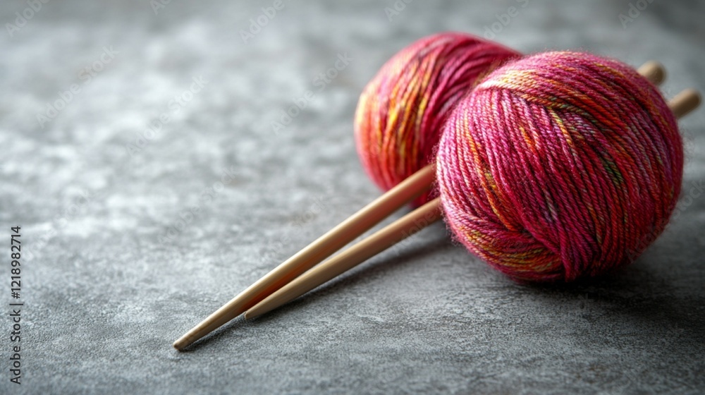 Knitting Needles and Yarn on Solid Background Knitting Needles and Yarn on Solid Background
