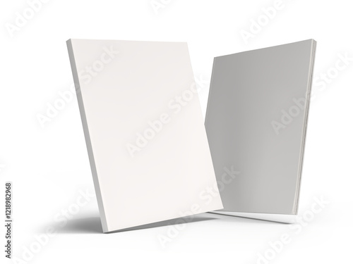 Blank Magazine or Book cover mockup design isolated on white background. Template for presentation a publisher, notebook, catalogs, brochures, magazines, diary, journal, booklet or publication