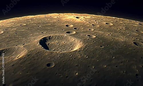 Cratered lunar surface, space exploration, celestial background, science education