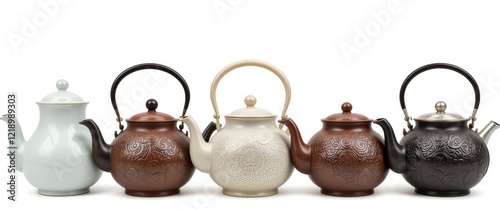 Elegant Ornate Tea Kettles: A Still Life of Five photo