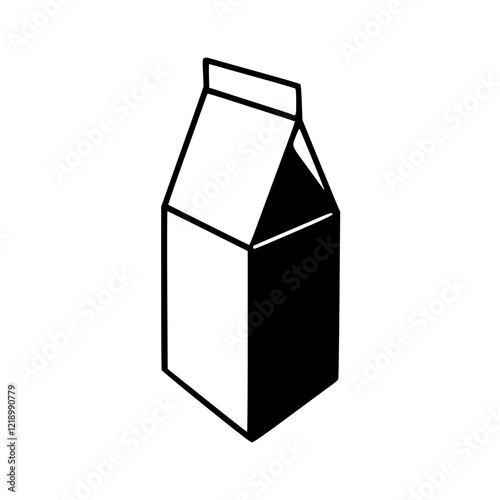  black and white drawing of a milk carton isolated on white