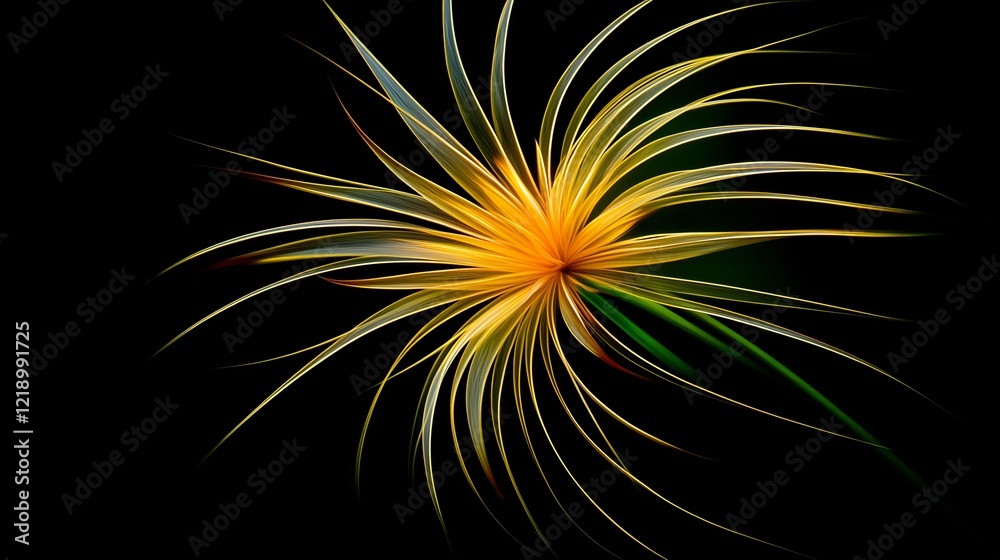 Abstract yellow flower, dark background, artistic, design element Abstract yellow flower, dark background, artistic, design element