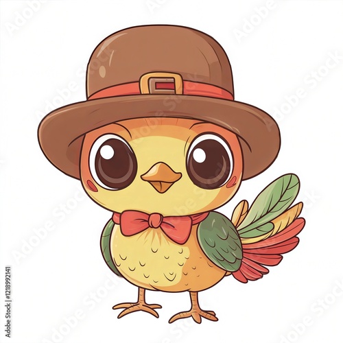 Adorable Cartoon Bird in a Fancy Hat - Cute and Stylish Illustration