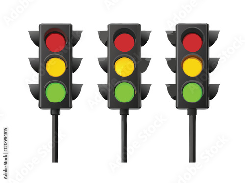 3d traffic lights vector with all three colors 