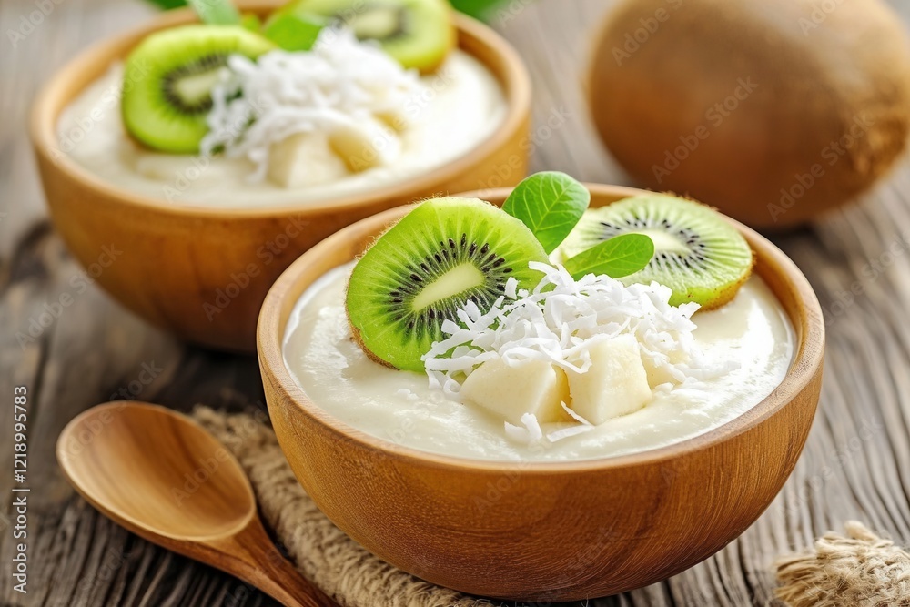 Refreshing Kiwi Coconut Parfait in Rustic Bowls Refreshing Kiwi Coconut Parfait in Rustic Bowls