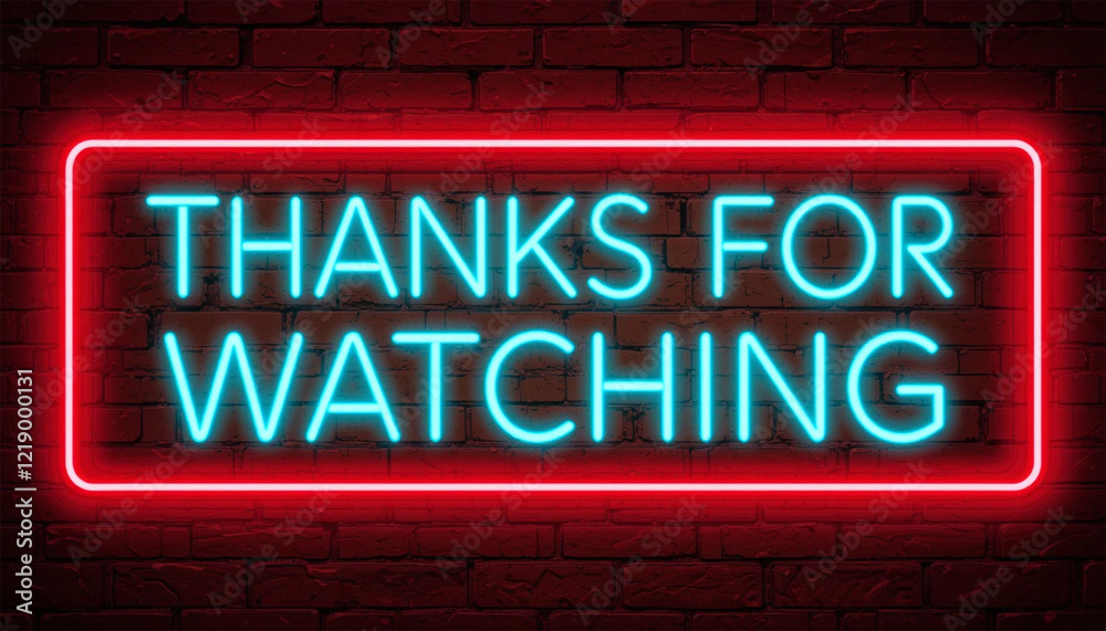 neon sign Thanks for watching, Vector realistic isolated neon sign of the text THANKS FOR WATCHING frame logo on the brick wall background
neon sign Thanks for watching, Vector realistic isolated neon sign of the text THANKS FOR WATCHING frame logo on the brick wall background