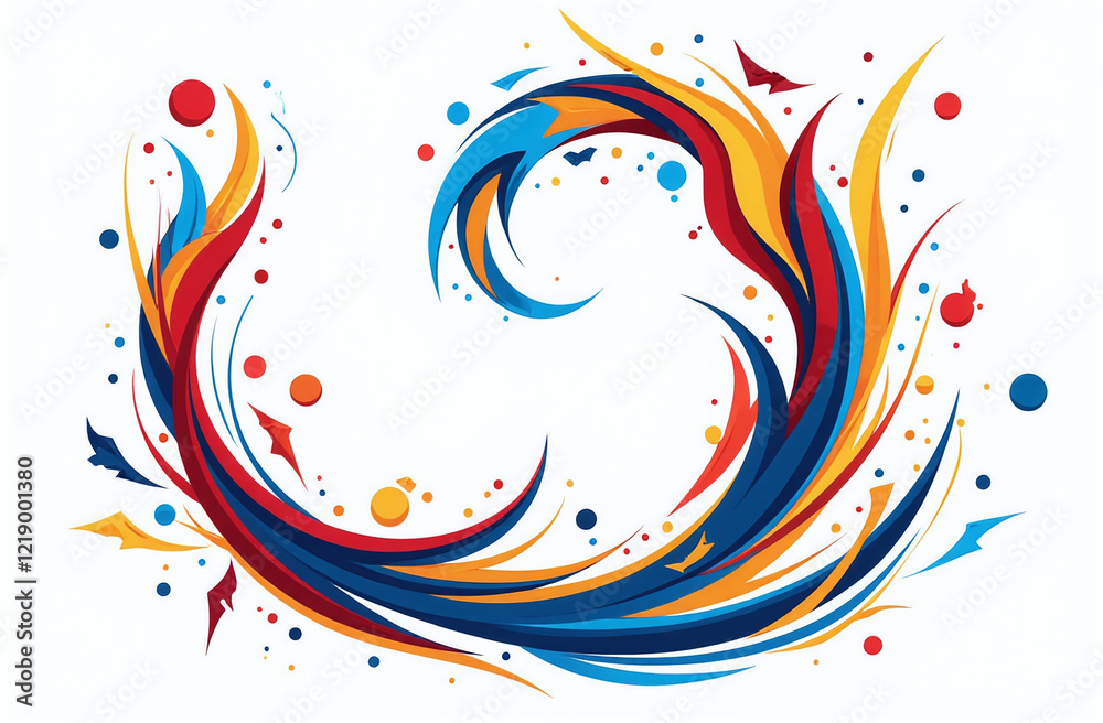 Obraz premium Colorful letter O with swirling orange and blue paint strokes, splashes, on white background. Concept of vibrant energy and creativity