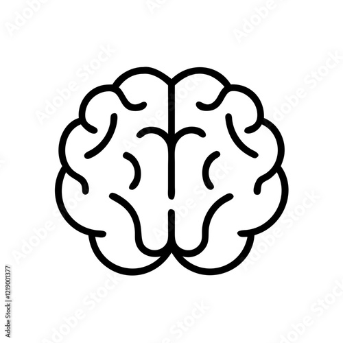 Black vector icon of a brain for neuroscience and cognitive science